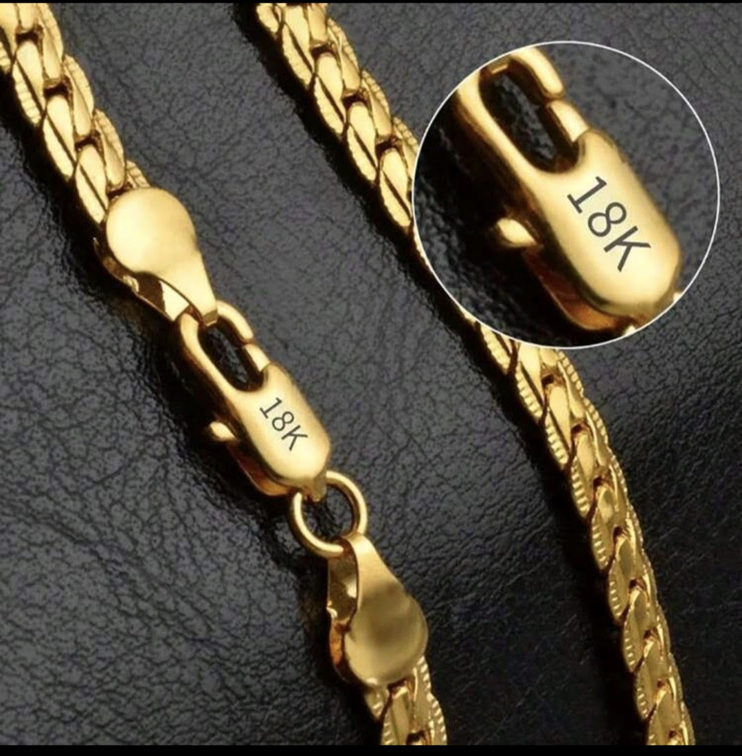 Bred kæde 18K guldbelagt 45 cm - unisex halskæde til kvinder og mænd